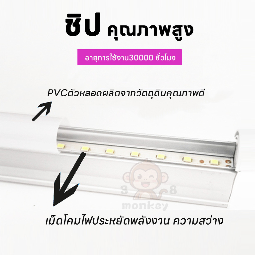 หลอดไฟ เอลอีดี ที8 นีออนสี ขั้วกันน้ำ ถูกที่สุด สําหรับร้านค้าและบ้าน ไฟตกแต่งสวย - รูปที่ 3