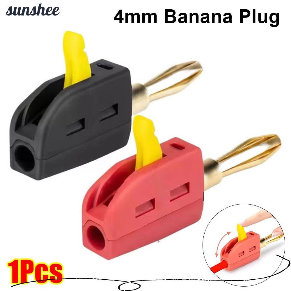 SUNSHEE 1 ชิ้น Quick Connect Banana Jack, High Current 32A Solderless Banana Plug, ทองเหลือง 4 มม.ขั