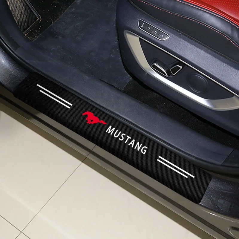Mustang รถประตู Sill แผ่นสติกเกอร์ Auto สินค้าภายในสําหรับ Ford Mustang 2005 2010 2015 2018 GT กีตาร