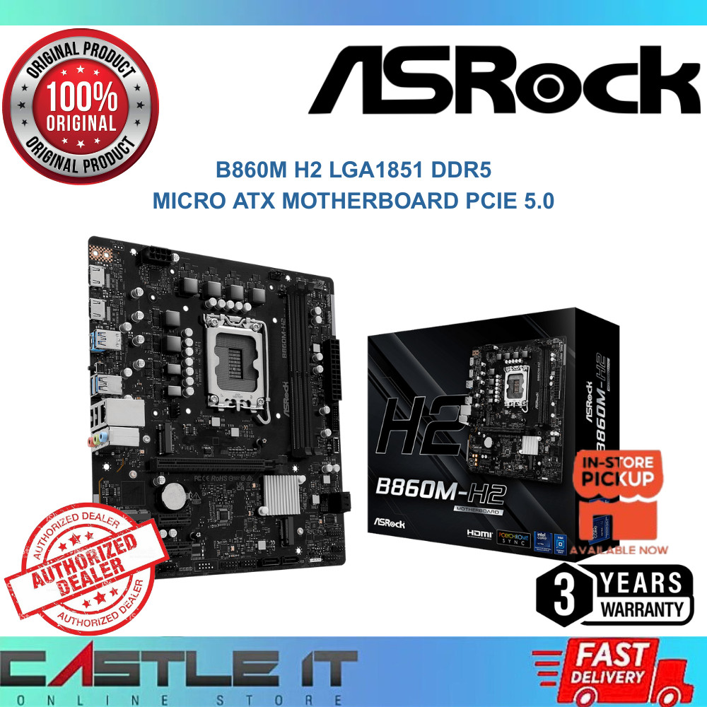 Asrock B860M H2 LGA1851 DDR5 Micro ATX เมนบอร์ด PCIe 5.0