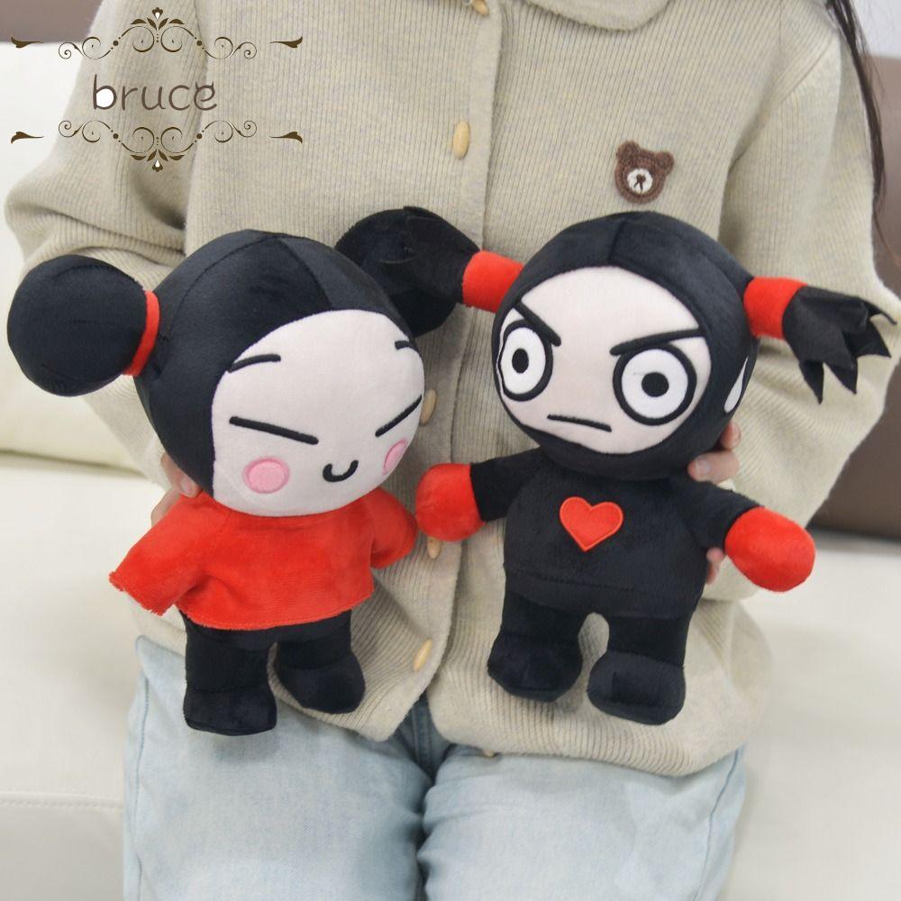 BRUCE ของเล่นตุ๊กตาสไตล์จีน, Pucca & Garu รุ่น Q อะนิเมะตุ๊กตา, ตกแต่งบ้านหางม้าคู่ Soft Bun ตุ๊กตาต