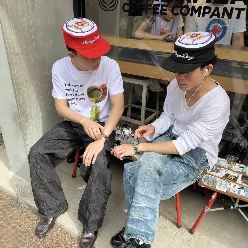 6CRAYON แบน Retro ปัก Corduroy แบน Brim เบสบอลหมวกผู้ชายผู้หญิง Breathable 2026 แฟชั่น All-Match 6CR