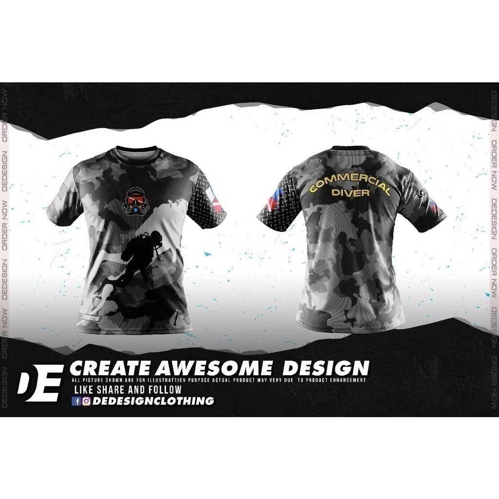 แฟชั่น 2025 เสื้อยืด COMMERCIAL DIVER ระเหิด / COMMMERCIAL DIVER เสื้อไมโครไฟเบอร์ Jersi / COMMMERCI