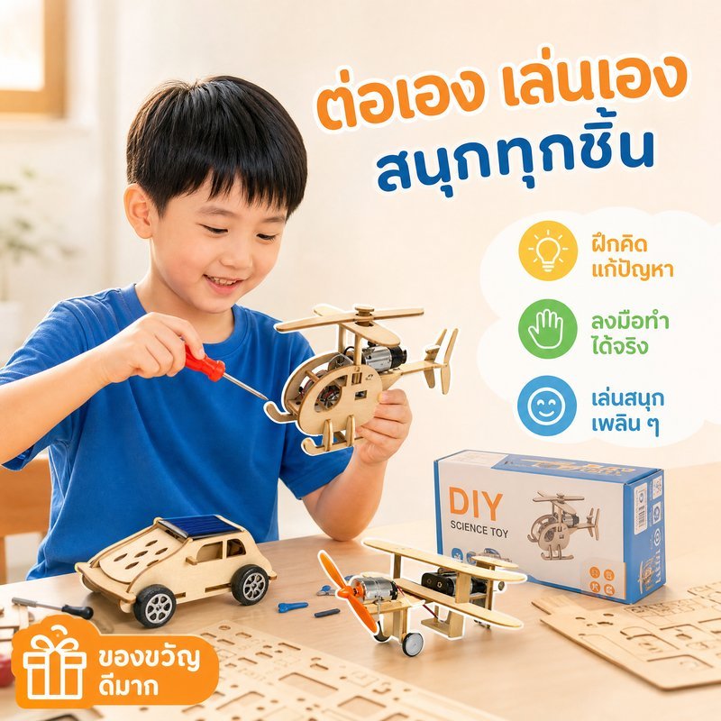 ของเล่นวิทยาศาสตร์ DIY โมเดลไม้ ชุดทดลอง STEM ประกอบเอง เสริมทักษะเด็ก ของขวัญการเรียนรู้