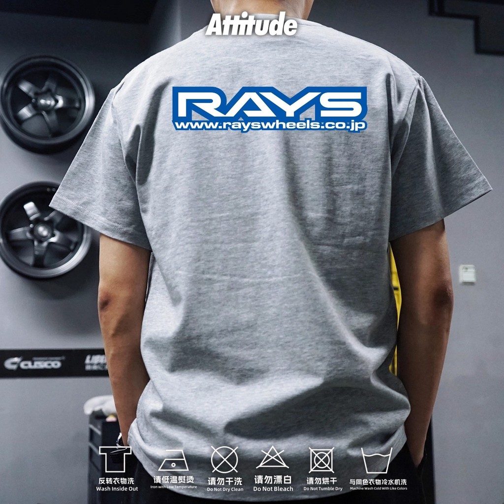 Attitude Japan JDM ดัดแปลงดุมล้อ RAYS TE37 CE28 ZE40 เสื้อยืดแขนสั้นผ้าฝ้ายแท้456345