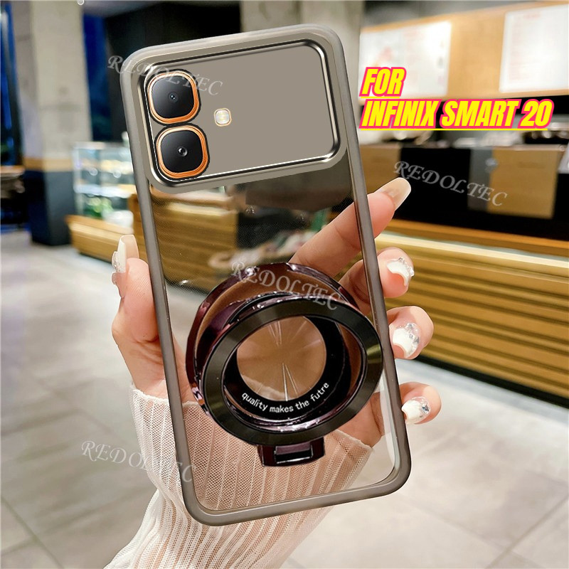 เคส Infinix Smart 20 2026 ดีไซน์ใหม่ที่วางขาตั้งแม่เหล็กปลอกใส Infinix Smart20 เคสโทรศัพท์แบบนุ่มใสบางเฉียบพร้อมการป้องกันเลนส์กล้อง