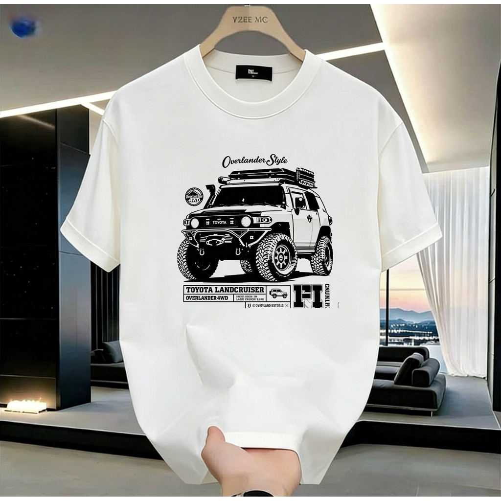 สบาย Breathable Toyota FJ Cool Road Ze สีดําสีขาว Off-Road พิมพ์เสื้อยืดแขนสั้น Casual Street เรา
