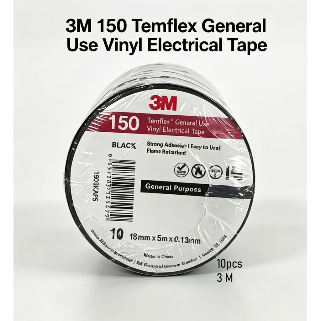 เทปฉนวนไฟฟ้า PVC 3M ขนาด 10 ชิ้น ( 5mil x 18mm x 5m )