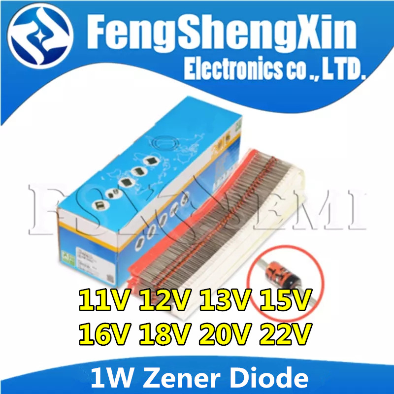 100 1W แรงดันไฟฟ้าไดโอด 11V 12V 13V 15V 16V 18V 20V 22V 1N4741A 1N4742A 1N4743A 1N4744A 1N4747A 1N4A
