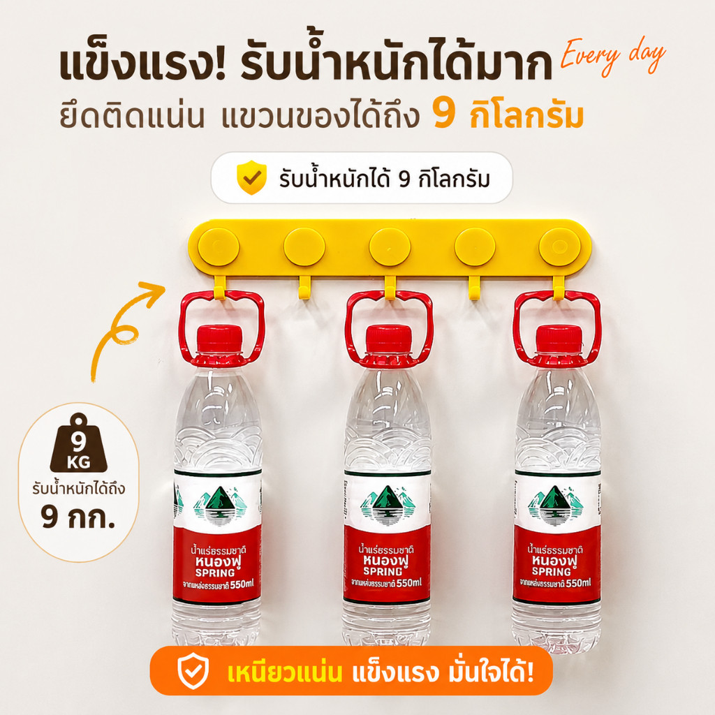 ตะขอติดผนังแบบใส ไม่ต้องเจาะ แข็งแรง ใช้แขวนปลั๊กไฟ กุญแจ ของใช้ในบ้าน