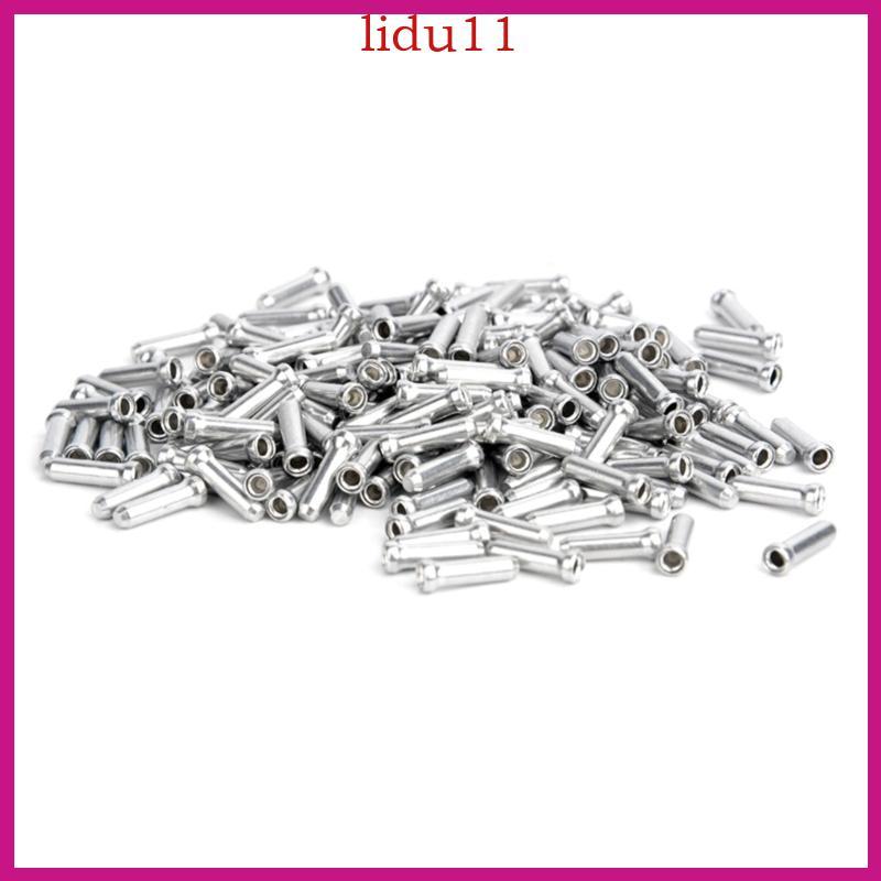 LID 100 ชิ้นจักรยานสายเบรค End Cap Crimps แผนที่จักรยานเสือภูเขาจักรยานสายเบรคหมวก