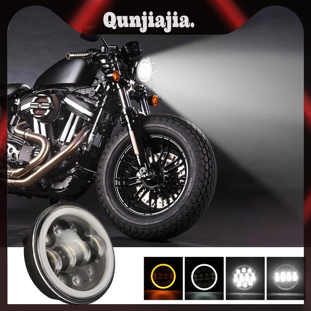 ไฟหน้า LED Angel Eye Hi/Lo Beam ขนาด 5.75 นิ้วพร้อมสําหรับ Harley