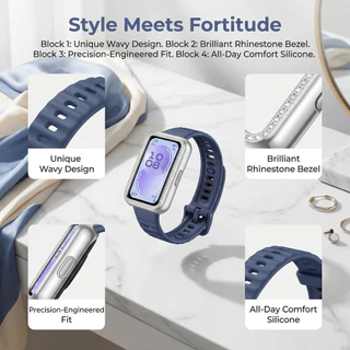 สายรัดซิลิโคนกรณีเพชร PC สำหรับนาฬิกาสมาร์ท for Huawei Band 11/11 Pro Sport สายรัดยางป้องกันหน้าจอ อุปกรณ์เสริม