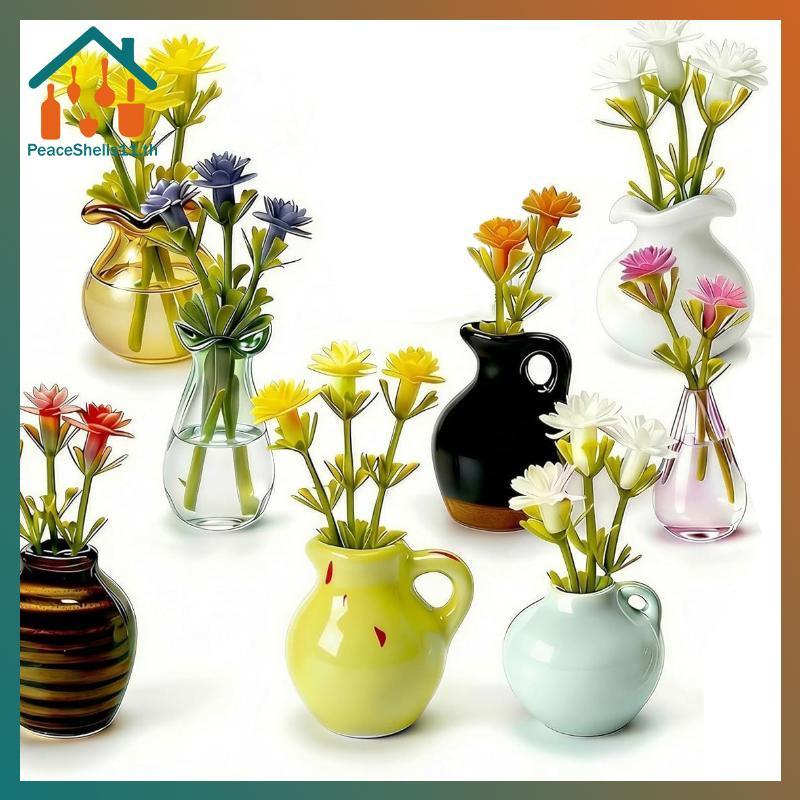 PeaceShells มินิแจกันเซรามิกตู้เย็นแม่เหล็ก 3D Micro ภูมิทัศน์ตกแต่งหม้อ TH