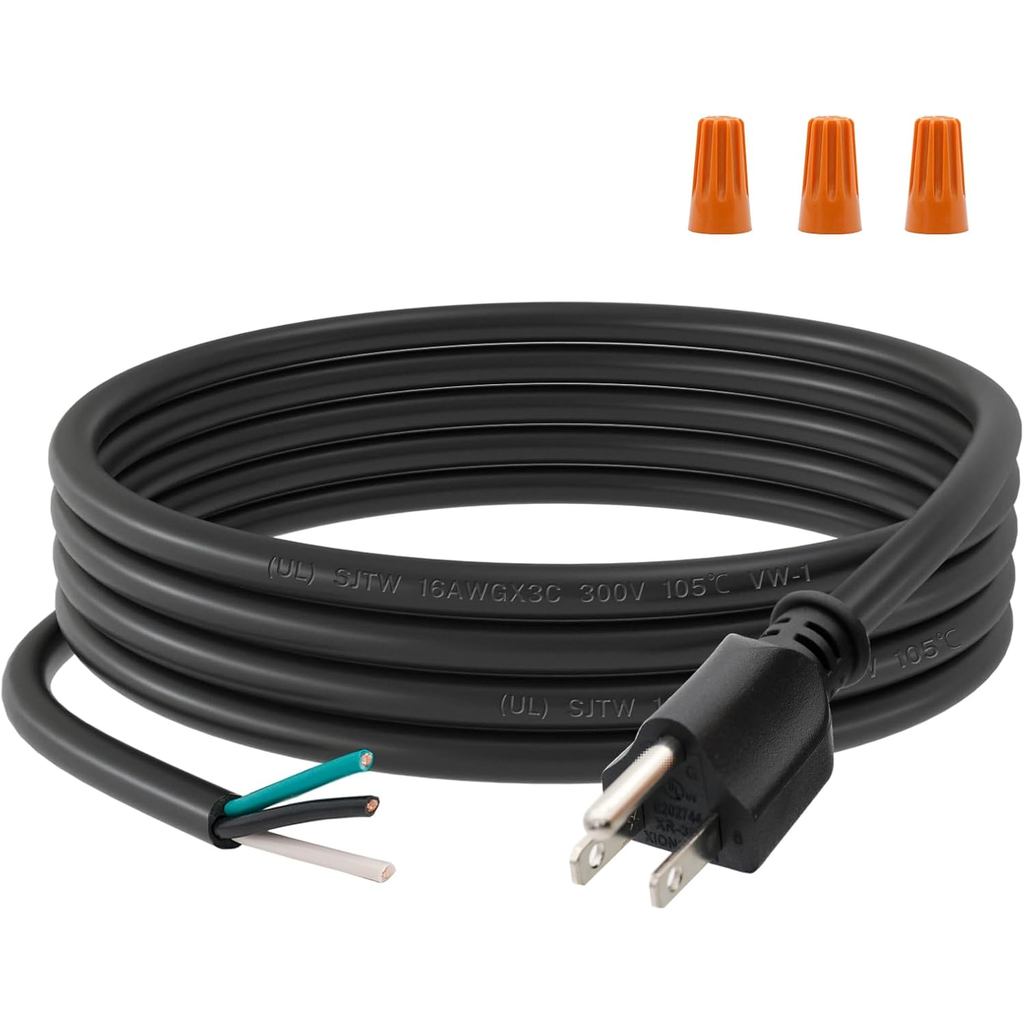 FIRMERST 16 Gauge 6 ฟุต 3 Prong สายไฟเปลี่ยนสามสกรู Terminal, NEMA 5-15P