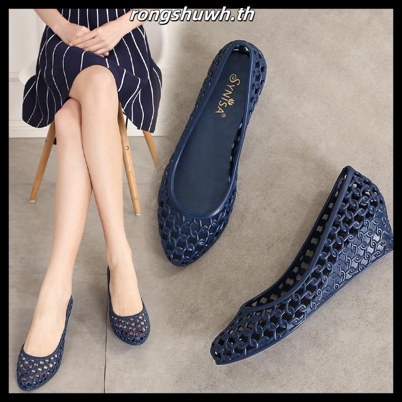 Vietnam Rubber2020New Women's Summer Thick Soft Sole Sandals Wedge Hollow Out Shoes Beach Shoes Fash