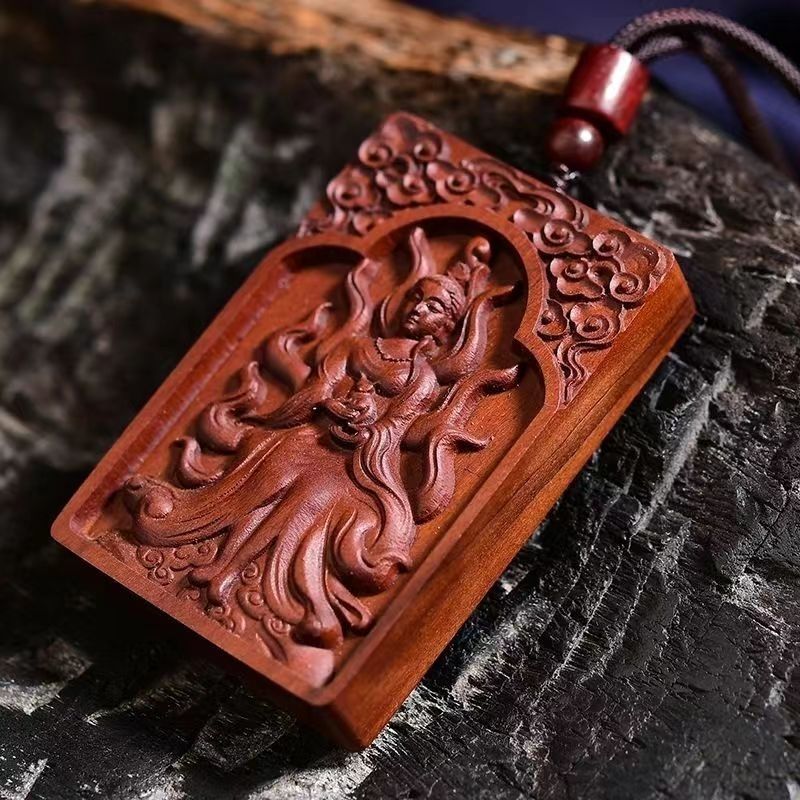 Lightning วันที่ไม้ธรรมชาติ Nine-Tailed Fox ผู้ชายผู้หญิงจี้แต่งงาน Peach Blossom Cinnabar Token สร้