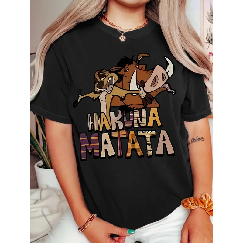 เสื้อยืดผู้หญิง Disney Timon และ Pumba มาพร้อมลายการ์ตูน Matata