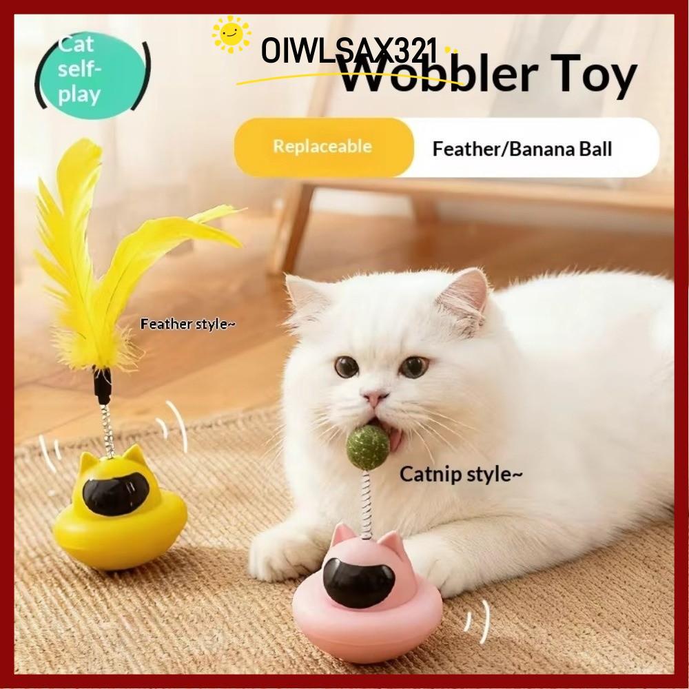 OIWLSAX321 ถ้วยดูด Cat Teaser Wand, Anti-Boredom Feather สิ่งที่แนบมา Tumbler ฐาน Feather ของเล่น, ส