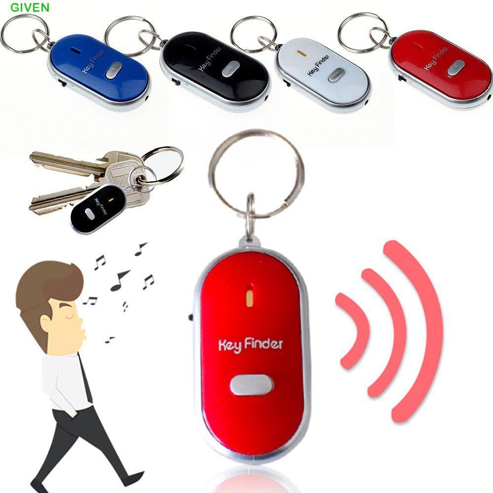 GIVEN Keyfinder 4 สี Mini Whistle Sensors Pet Tracker พวงกุญแจไฟฉายเสียงควบคุมนาฬิกาปลุก