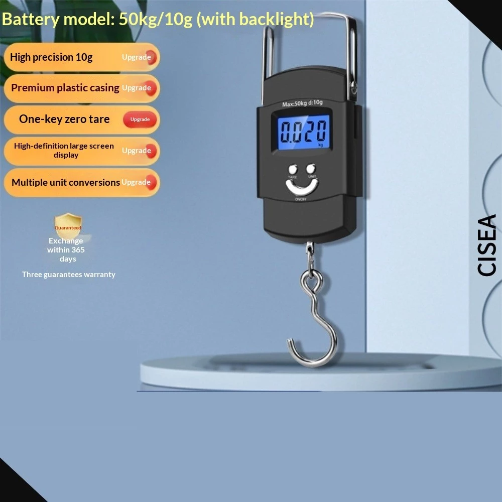 CISEA F459 ตาชั่งวัดปลาแบบพกพา ดิจิตอลแม่นยำ ชั่งปลาได้ทันทีหลังตกปลา ช่วยบันทึกน้ำหนักสูงสุด กันน้ำเบื้องต้น เหมาะสำหรับนักตกปลาทุกชนิด