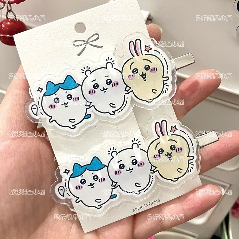 กิ๊บติดผม Chikawa น่ารักการ์ตูน Uzachi น่ารักอะคริลิคเรียบคลิปด้านข้าง chikawa Ikawai251211ฟาง chika