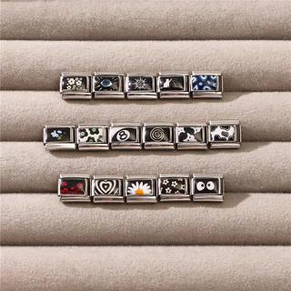ขายร้อนพิมพ์ภาพชุดอิตาเลี่ยน Charm สร้อยข้อมือ Fit 9 มม.สร้อยข้อมือสแตนเลส DIY เครื่องประดับทําอุปกรณ์เสริม Retro บุคลิกภาพโมดูลสร้อยข้อมืออุปกรณ์เสริม