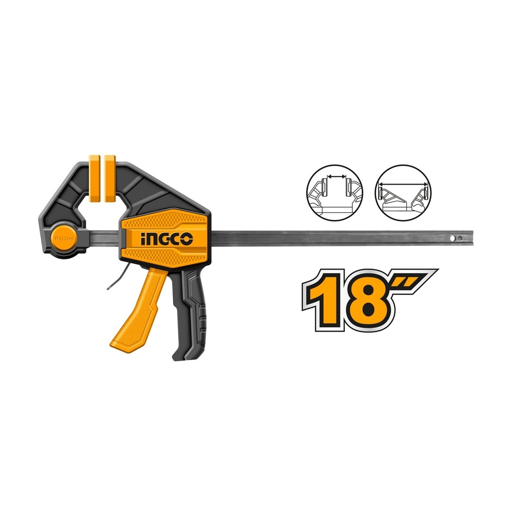 INGCO แคลมป์จับชิ้นงานไม้ 18 นิ้ว รุ่น HQBC01603 แรงบีบสูงสุด 60 กก. ความหนาและกว้างของเหล็ก 5 X 18 มม. (อิงโก้)