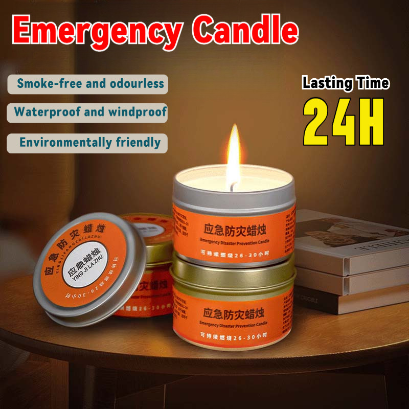 Emergency Candles Waterproof Windproof Smokeless Tin Candle Household Power Outage Lighting Outdoor 