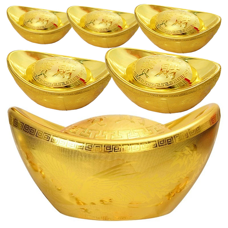 Lucky Gold Ingots เครื่องประดับ Hollow ปลอม Yuanbao Prop สําหรับตกแต่งบ้านปีใหม่จีน