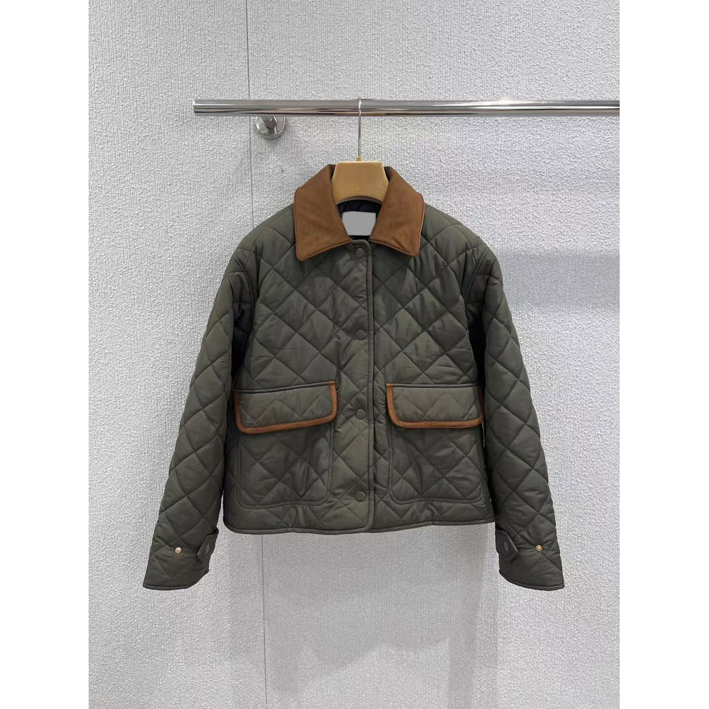 ZP9O MIU*MM Women's Clothing25Autumn New Embroidered Turn-Down Collar Long Sleeve Double Pocket Sing