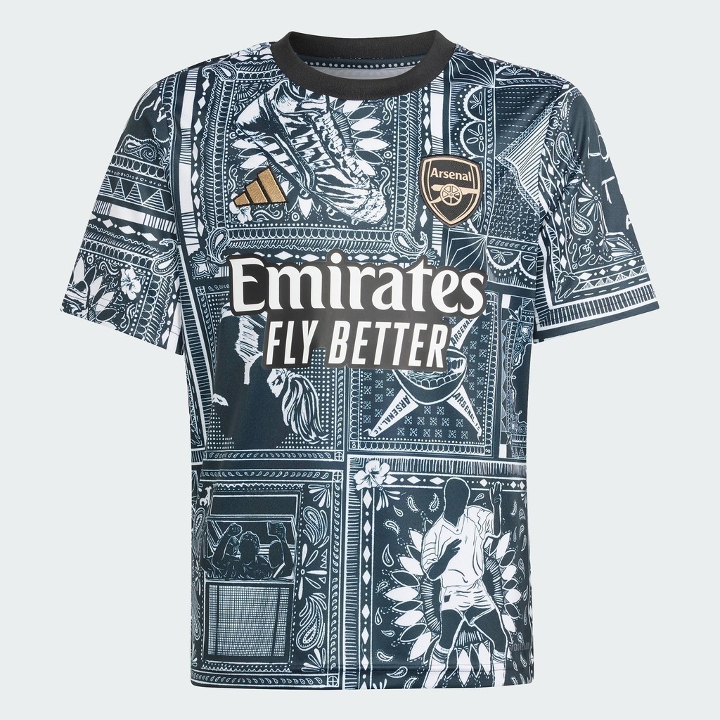adidas ฟุตบอล เสื้อวอร์มก่อนแข่ง Arsenal Ian Wright สำหรับเด็ก เด็ก สีดำ IQ2462