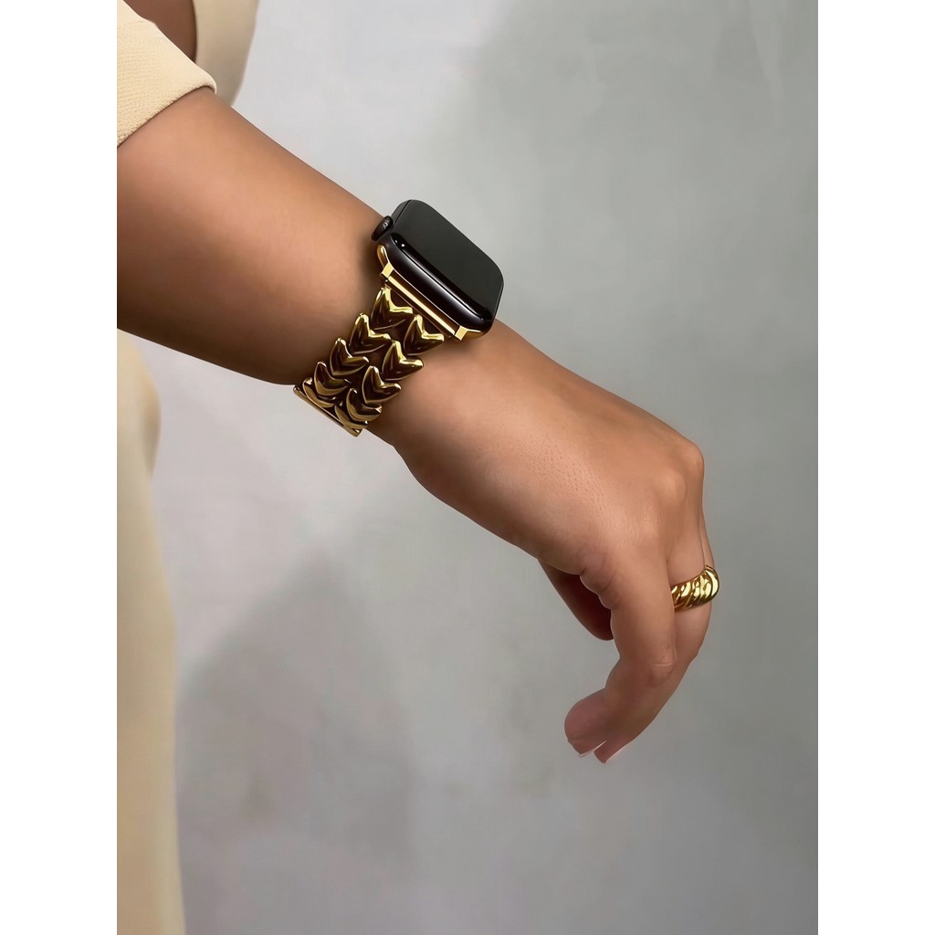 สายสแตนเลสหรูหราสําหรับ Apple Watch Series 11/10/9/8/7/6/5/4/3/2/1 SE ขนาด 38/40/41/42/44/45/46/49 มม. สําหรับผู้หญิง