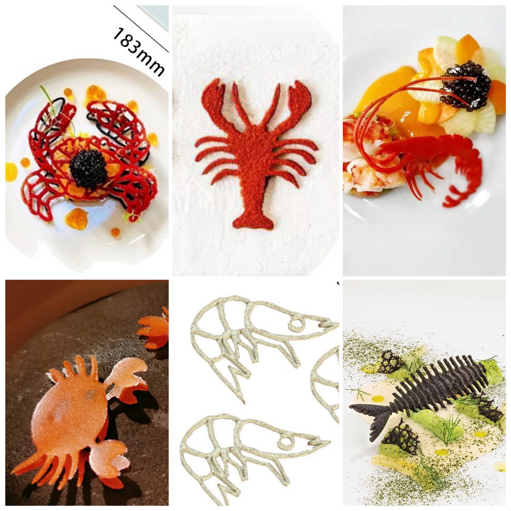 Lobster Crab Fondant ลูกไม้เบาะกระดูกปลาช็อกโกแลตแม่พิมพ์ซิลิโคนศิลปะ Conception จานโมเลกุลอาหารชิปแม่พิมพ์