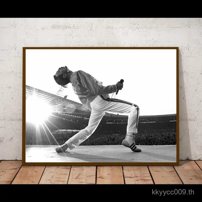 Vintage Freddie Mercury โปสเตอร์ผ้าใบ Retro Queen ภาพพิมพ์ Wall Art Live เพลงโปสเตอร์ตกแต่งบ้าน pc H