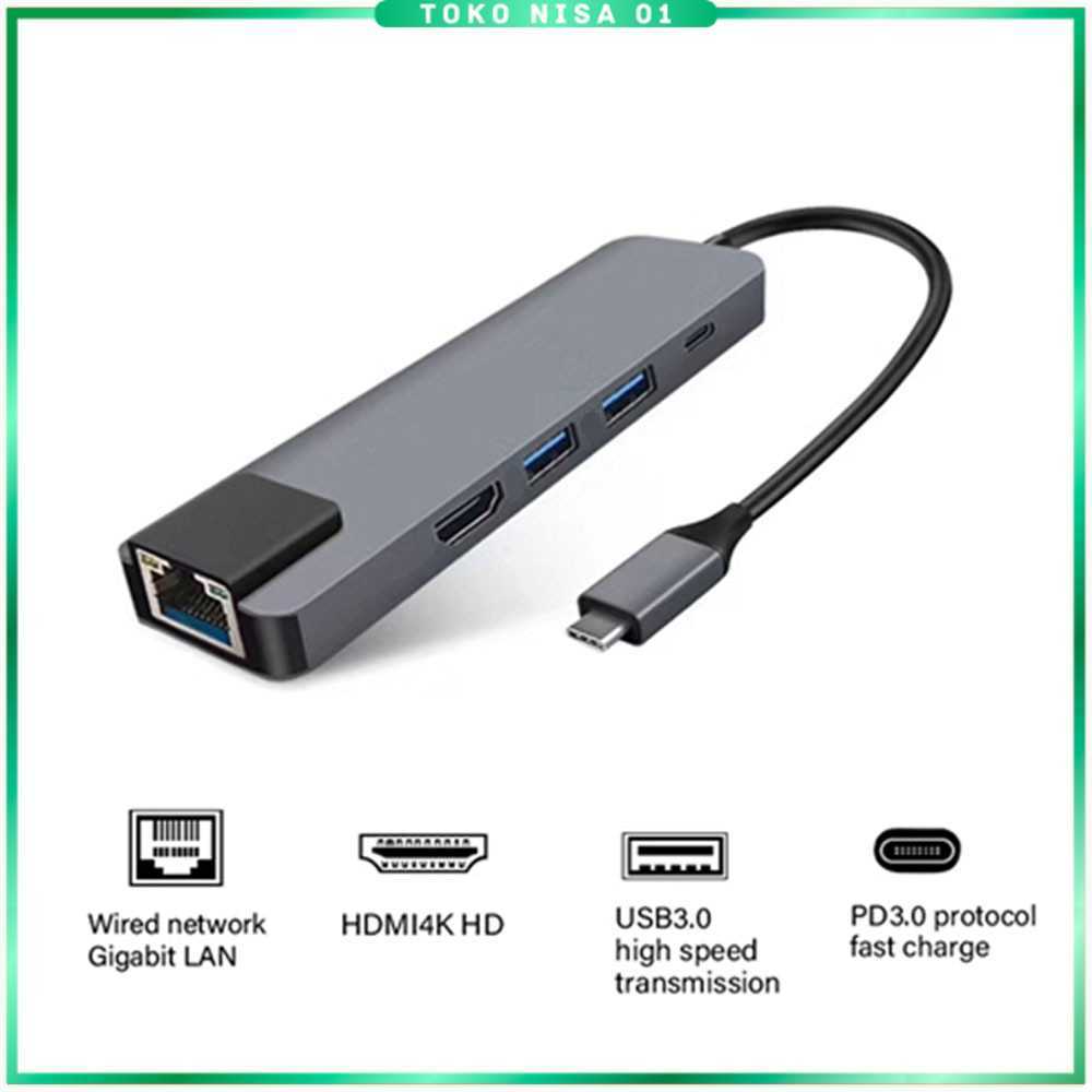 EDUP USB Type C Hub 5in1 LAN HDTV ผ่านการชาร์จ - YC-206