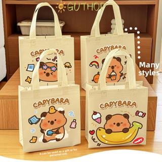 GUTHOP กระเป๋าของขวัญวันเกิดการ์ตูน Capybara ไม่ทอ Reuse Cap…