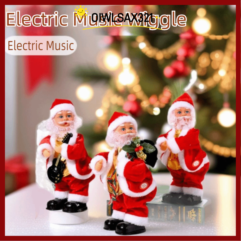 OIWLSAX321 Santa Claus Twerking ตุ๊กตาตุ๊กตา,ไฟฟ้าพร้อมเพลงตกแต่งซานตาคลอส,ตลกยืนเครื่องประดับต้นคริ