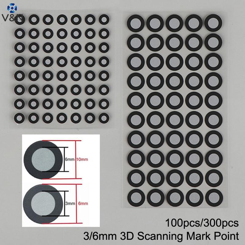 (V&N) 100/300pcs 3x6mm 6x10mm 3D Scanning Mark Point สําหรับ Creality CR-Scan Raptor/ Otter/ Ferret 