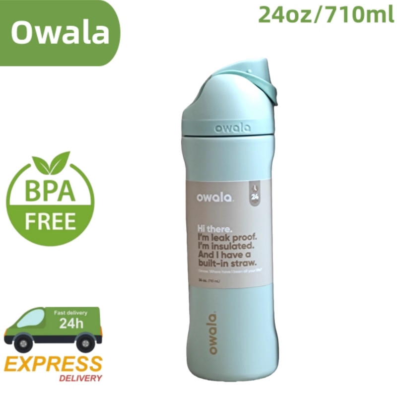 Owala FreeSip 32oz ขวดน้ํา - สแตนเลส, ฉนวนสูญญากาศผนังคู่, ถ้วยฟาง, ฝาปิดกันรั่ว