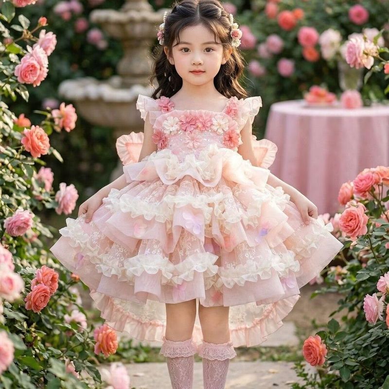女童四季款洛丽塔连衣裙宝宝花仙子洋气蓬蓬礼服裙儿童背心公主裙h510 ชุดเดรสโลลิต้าสำหรับเด็กผู้หญิงทุกฤดูกาล ชุดเดรสเจ้าหญิงแขนกุดสไตล์นางฟ้าดอกไม้สุดเก๋ รุ่น h510