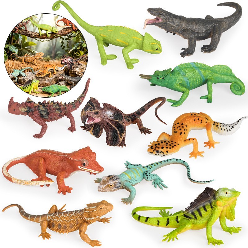 ของเล่นเด็กจําลองสัตว์รุ่น Gecko Spine Lizard Chameleon ร่ม Lizard Iguana Komodo Monster Lizard Chow