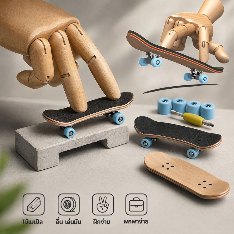 สเก็ตบอร์ดนิ้ว Finger SkateBoard ฟิงเกอร์บอร์ด ไม้เมเปิ้ลแท้ ล้อPU แบริ่งโลหะ กันลื่น มืออาชีพ ของสะสม