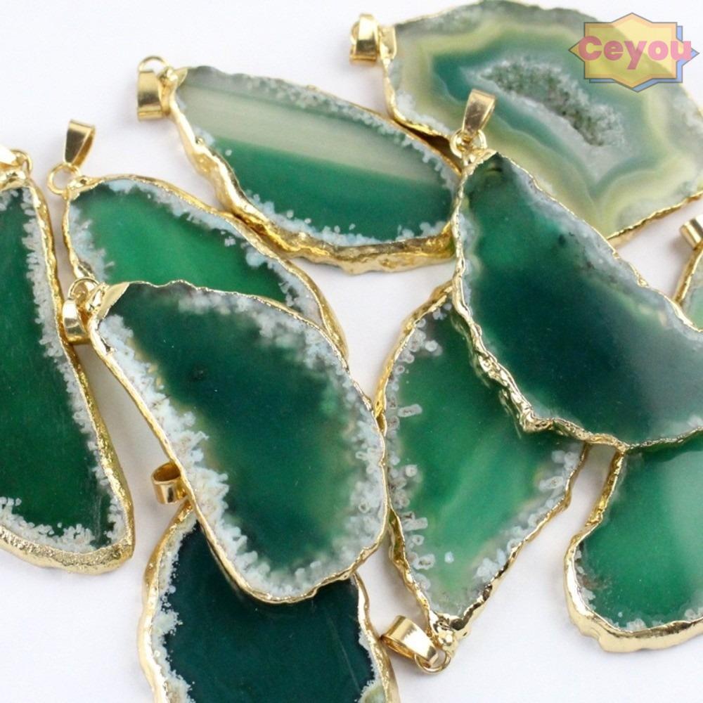 CEU ไม่สม่ําเสมอ Agate Geode, 60*40 มม.สร้อยคอ Druzy Agate จี้,แฟชั่นชุบทองขอบ DIY เครื่องประดับทํา 