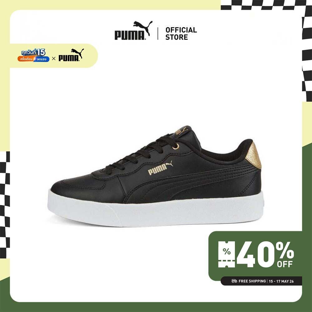 PUMA BASICS - สนีกเกอร์ผู้หญิง Skye Clean Distressed สีดำ - 38666601