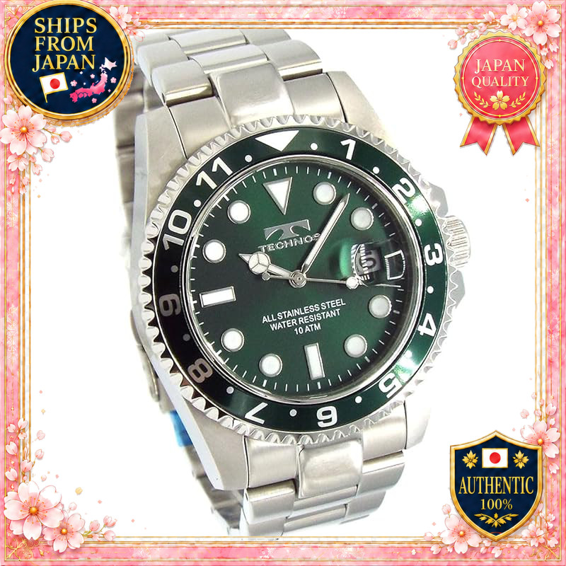 TECHNOS divers watch TASM419AMM stainless rotating bezel green