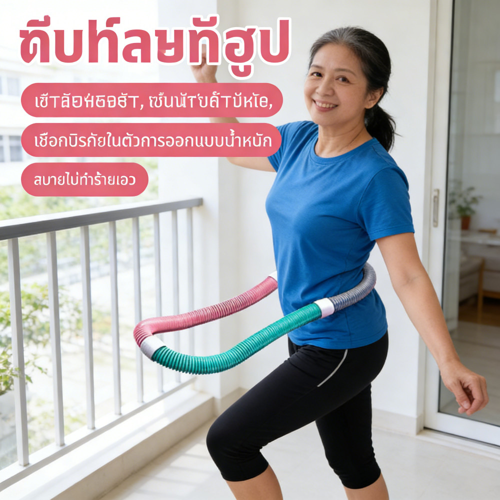 "ฮูลาฮูปสปริงนุ่ม ลดน้ำหนักได้ง่าย อุปกรณ์บริหารเอว 5 โล"