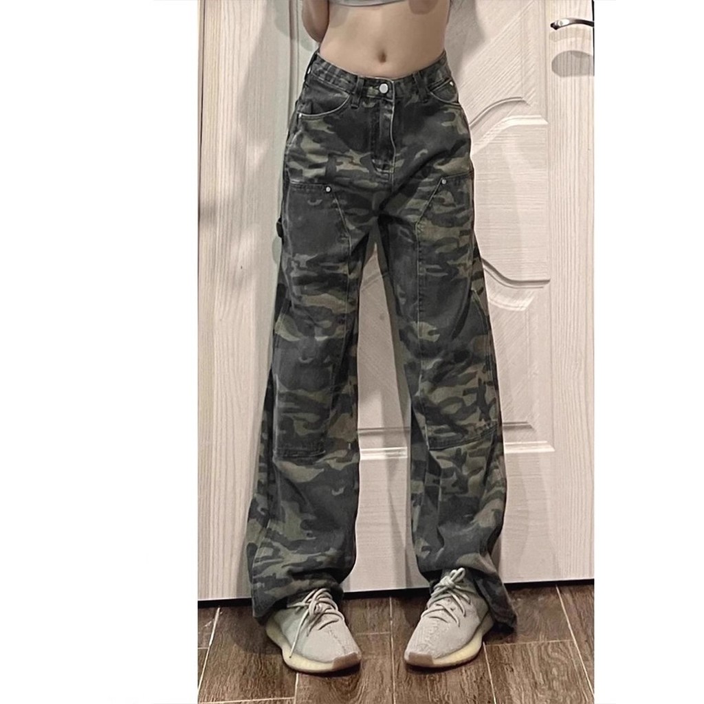 Cleanfit Street Wear Overalls Logging กางเกงผู้ชายฤดูร้อน American High Street Camouflage กางเกงลําล