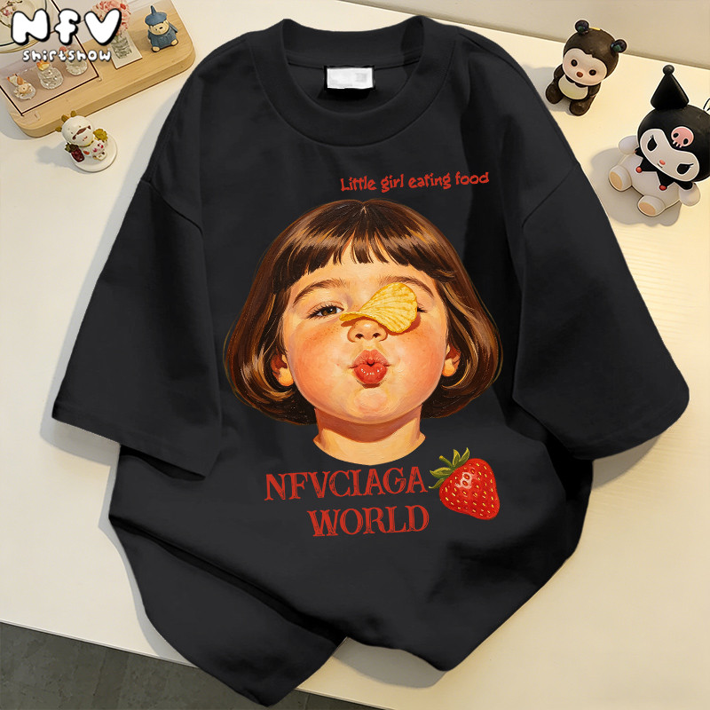 【จัดส่งตลอด 24 ชั่วโมง】NFV🍒ลายสาวการ์ตูน เสื้อยืดแขนสั้น ใส่สบาย ระบายอากาศดี YG3838