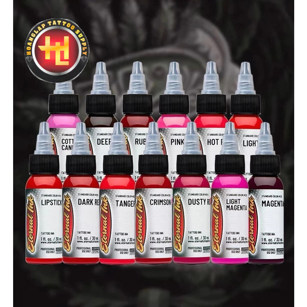 20 สี หมึกสัก Eternal 1oz Red & Pink Collection – เม็ดสีธรรมชาติ – สีมาตรฐานสวยงาม